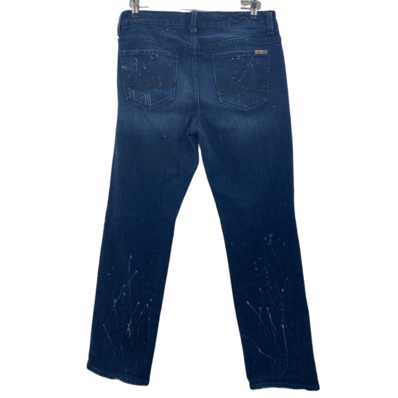 Seven7 Women's Low Rise Slim Straight Leg Jeans Blue Denim Medium Wash Size 14 - Picture 2 of 12